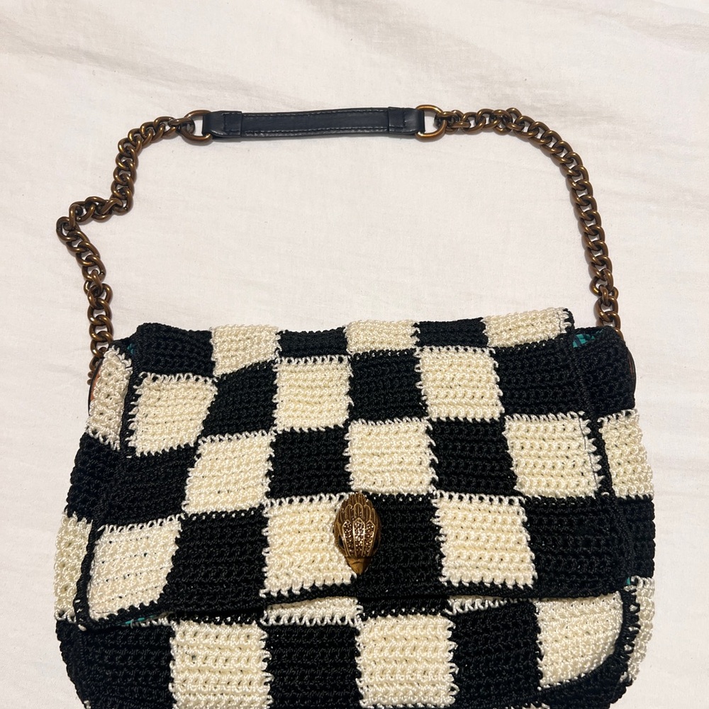 Kurt Geiger  Stylish Black and Cream Checkered Bag